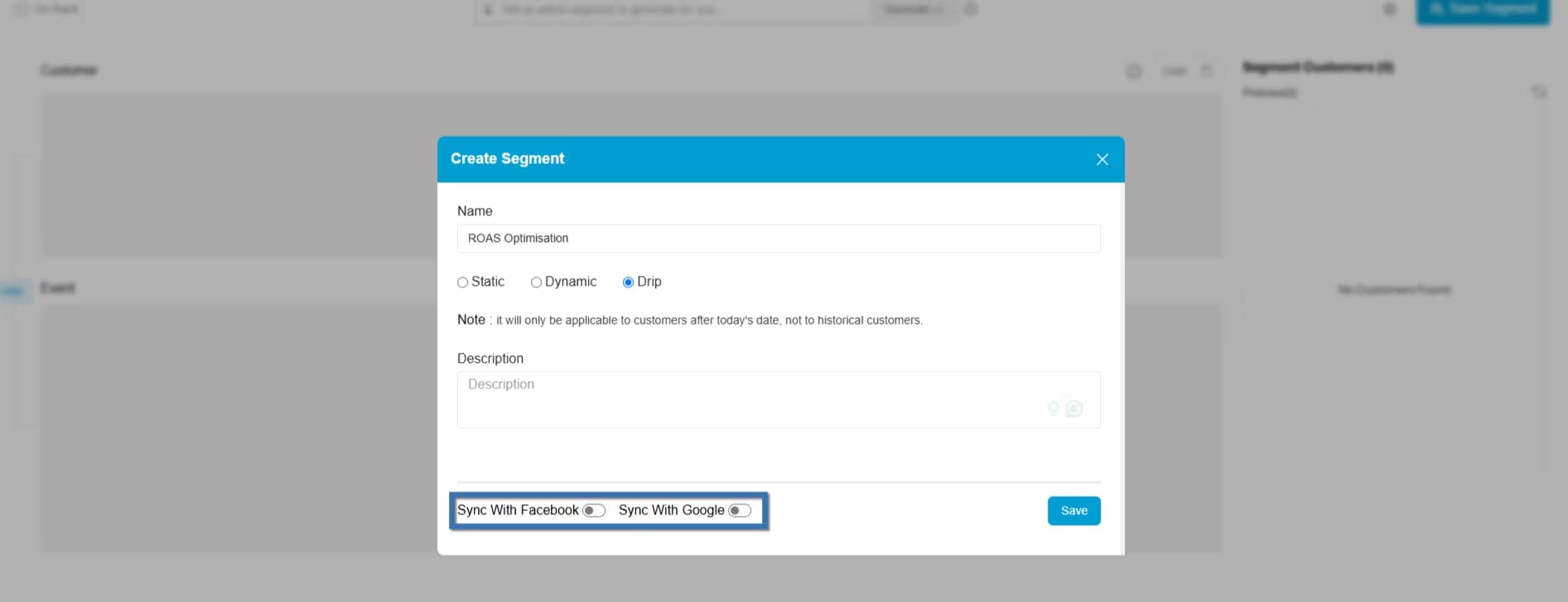 Sync segments with Google and Facebook on TechMonk