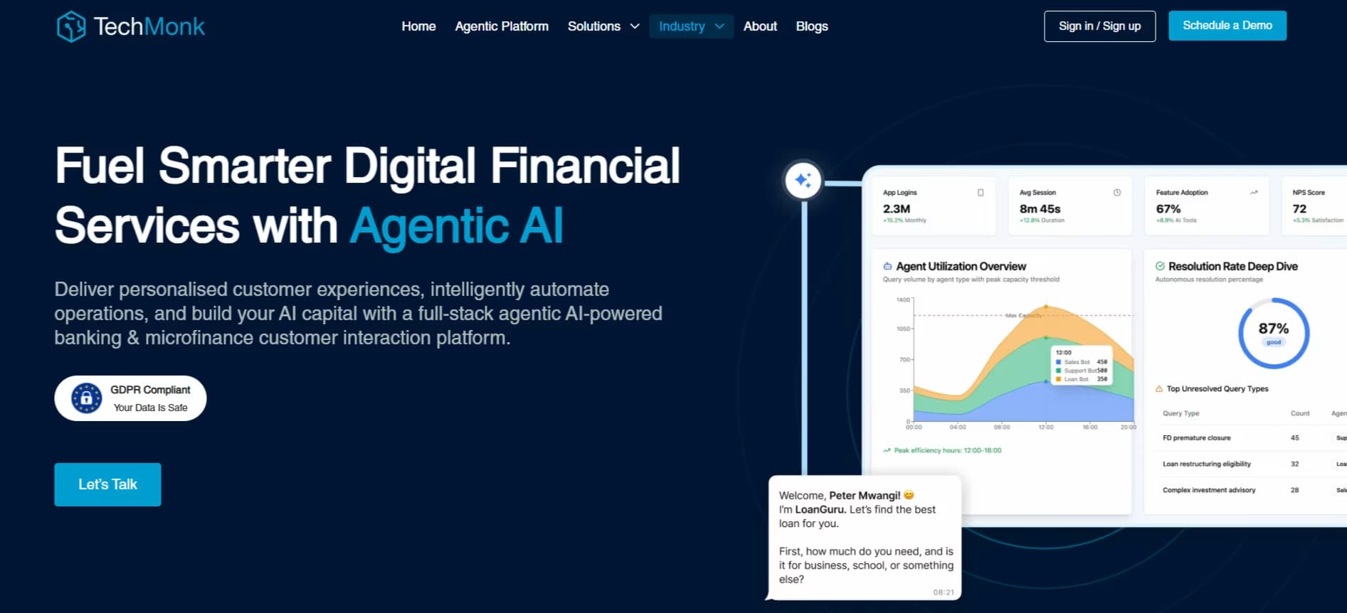 TechMonk Digital Financial Services Page